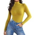 thumbnail image 1 of Women Casual Solid Color Bottoming Shirt Slim High Collar Knitted Long Sleeved Top Long Sleeve Running Shirts Turtle Neck Long Sleeve Shirt Women Womens Long Sleeve Spandex T Shirt Women Compression, 1 of 4