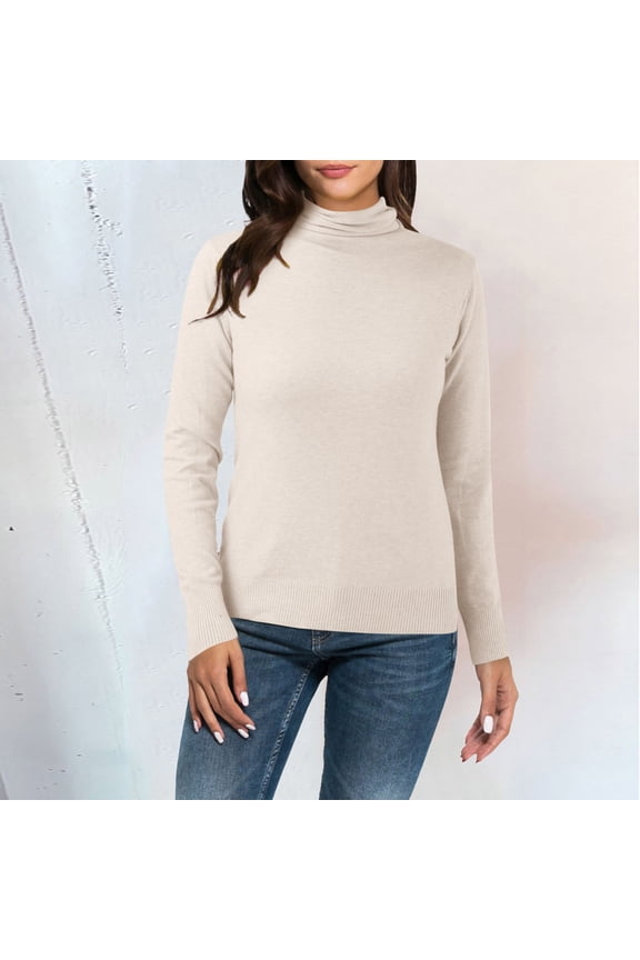 Women Casual Solid Color Bottoming Shirt Slim High Collar Knitted Long Sleeved Top Womens Ski Shirts Long Sleeve Underwear Thermal Women Men Thermal Long Sleeve Top Thermal Layer Women Insulated Long