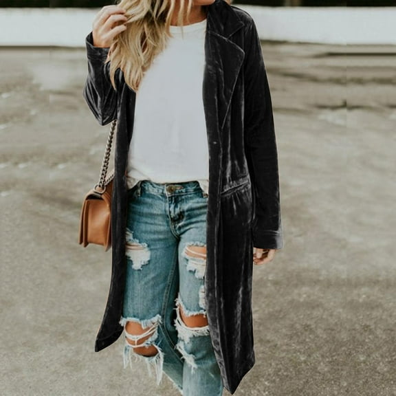 Women Casual Solid Color Notch Collar Autumn Winter Coat Outwear Blouse Winter Jacket Light Tall Women Jacket Womens Zipper Tops Womens Jacket Winter Jacket for Women Petite Cardigan Big Jackets for