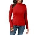 thumbnail image 1 of Women Casual Solid Color Thermal Underwear Top for Women Pack Bottoming Shirt Slim High Womens Thermals Top and Bottom Set Plus Size Collar Knitted Long Sleeved Thermal Top Women Cotton Top, 1 of 5