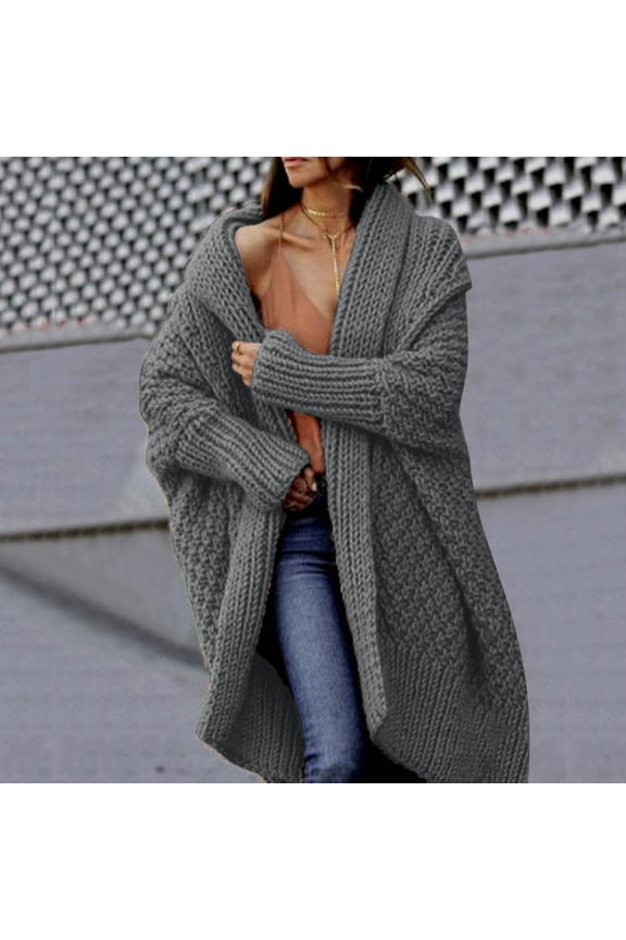 Women Casual Solid Crochet Sweater Cardigan Loose Long Sleeve Long Coat Fuzzy Coats for Women Womens Long Wool Cardigan Womens Long Hoodies Women's Cardigan Long Slim Front Button Knit Coat Long Knit