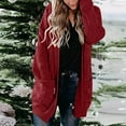 thumbnail image 1 of Women Casual Solid Crochet Sweater Cardigan Loose Long Sleeve Pocket Long Coat Sweater Coats for Women Knee Length Button Front Womens Sweaters under 20 Wool Coat Women Long Hooded Cardigans, 1 of 5