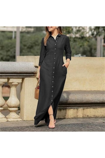 Long Denim Dress With Long Sleeves Long Denim Dress With Long Sleeves