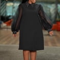 thumbnail image 1 of Women Casual Solid Dress Mesh Long Sleeve Turtleneck Bead Dress Button Loose Dress Wrap Dresses Summer Petite Womens Dresses Floral Dresses Womens Dresses Summer Long Long Sleeve Casual Dress for, 1 of 6
