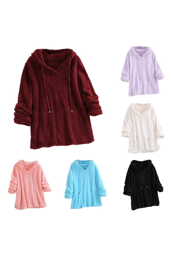 Women Casual Solid Hooded Long Sleeve Sweatshirts Blouse Tops Extra Long Hoodies S