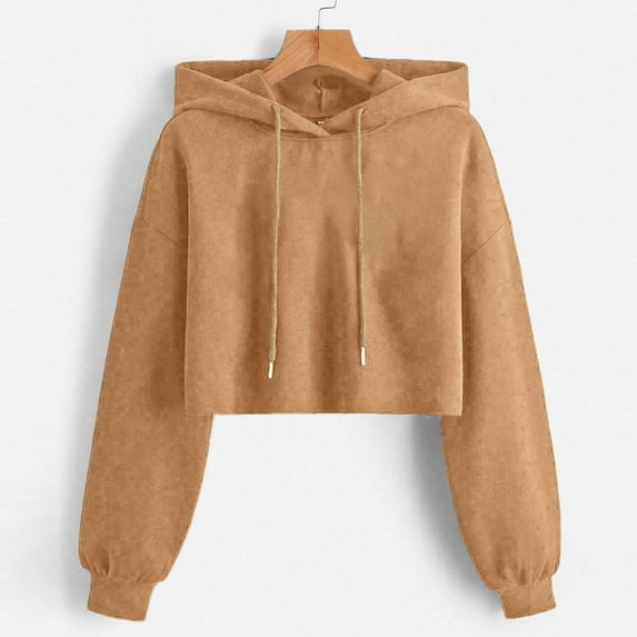 Women Casual Solid Hooded Sweatshirt Strap Split Loose Long Sleeve Hoodie Crop Top Oversized Hoodies Long Drawstring Long Hoodies Women Tunic Hoodie Sweatshirts for Women Casual Top Sweat Shirts Women