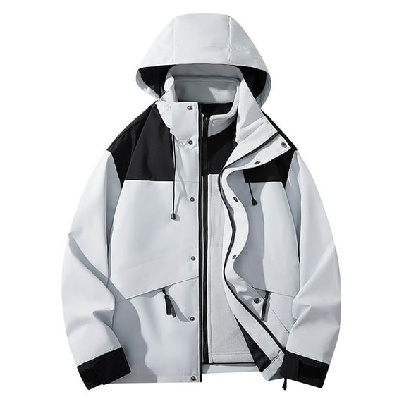 Women Casual Solid Jackets Outdoor Plus Size Drawstring Zipper Hooded Raincoat Windproof Tops Coat With Pocket