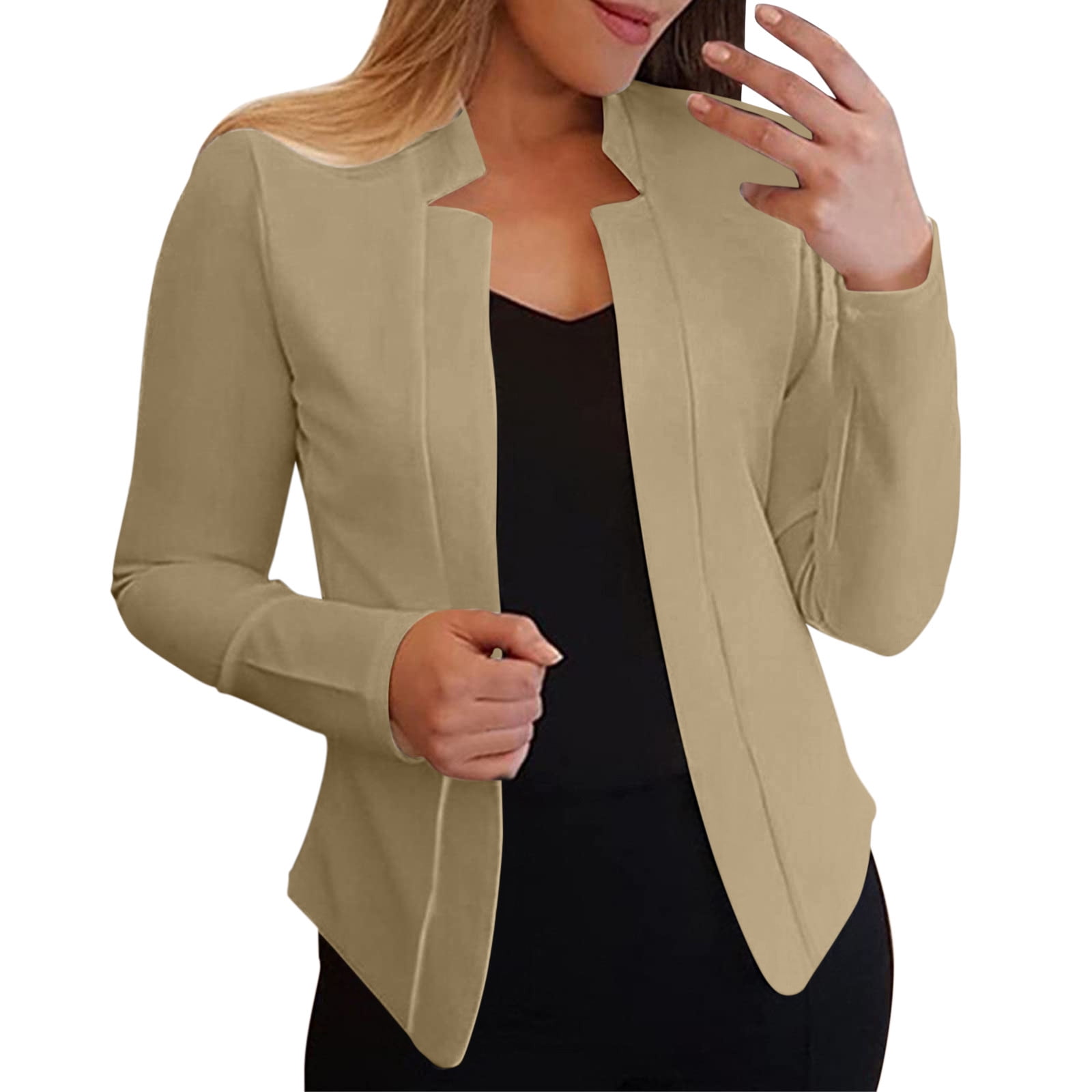Women Casual Solid Long Sleeve Open Front Notched Collar Suit