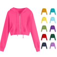 thumbnail image 1 of Women Casual Solid Long Sleeve Zipper Pocket Shirt Hooded Sweatshirt Tops over Size Hoodies Women Womens Sweatshirts Zip up Oversized Hoodie Woman Hoodies with Zippers Hoodie Female Women S, 1 of 3