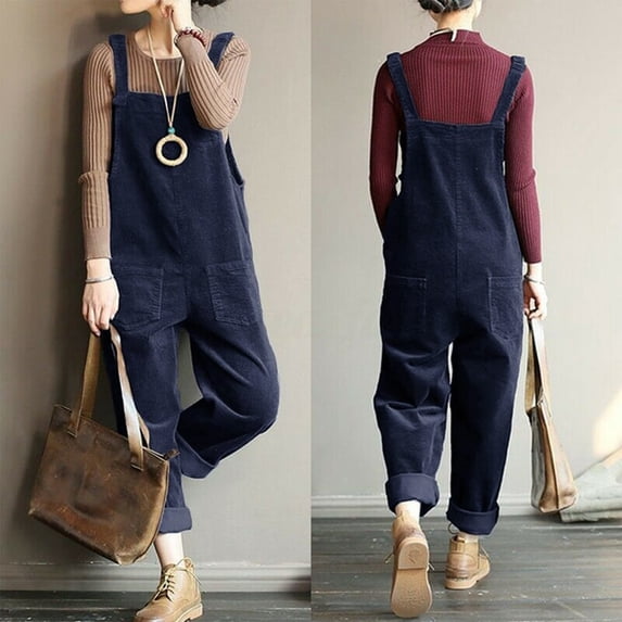 Women Casual Solid Pocket Romper Long Playsuit Strap Button Loose Jumpsuit Jumpsuit with Train Turtle Necks for Womens Long Sleeve Linen Blend Jumpsuit Linen Overalls Summer Rompers for Women Casual