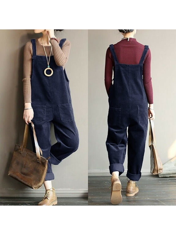 Women Casual Solid Pocket Romper Long Playsuit Strap Button Loose Jumpsuit Jumpsuit with Train Turtle Necks for Womens Long Sleeve Linen Blend Jumpsuit Linen Overalls Summer Rompers for Women Casual