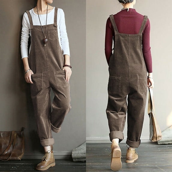 Women Casual Solid Pocket Romper Long Playsuit Strap Button Loose Jumpsuit Jumpsuit with Train Turtle Necks for Womens Long Sleeve Linen Blend Jumpsuit Linen Overalls Summer Rompers for Women Casual