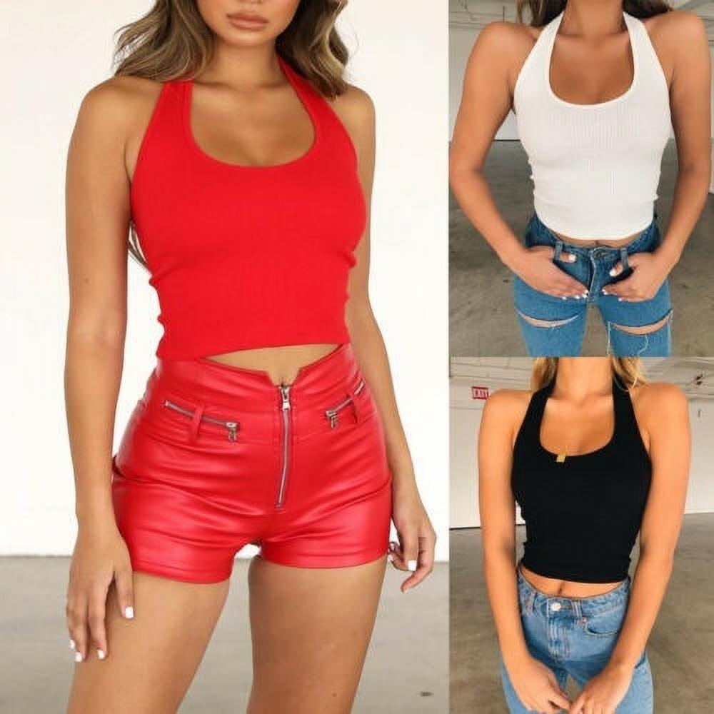 Women Casual Solid Tank Tops Vest Blouse Sexy Sleeveless Crop Top Shirt