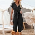 thumbnail image 1 of Women Casual Solid V Neck Short Sleeve Button Pocketed Wide Leg Jumpsuits Romper With Belt Womens Jumpsuits And Rompers Elegant Comfy Jumpsuits Romper Long Sleeve Rompers with Open Legs by Body Denim, 1 of 8