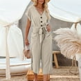 thumbnail image 1 of Women Casual Solid V Neck Short Sleeve Button Pocketed Wide Leg Jumpsuits Romper With Belt Womens Jumpsuits And Rompers Elegant Comfy Jumpsuits Romper Long Sleeve Rompers with Open Legs by Body Denim, 1 of 8
