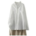 thumbnail image 1 of Women Casual Solid V-neck Blouse Plain Shirt Long Sleeve Pocket Button Tops, 1 of 2
