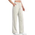 thumbnail image 1 of Women Casual Straight Leg Long Trousers Comfort Daily Wear Pants with Side Pockets Beige XXS, 1 of 7