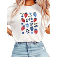 thumbnail image 1 of Women Casual Strawberry Blueberry Graphic Tees Cotton Crew Neck Printed T Shirt Tops White S-5XL, 1 of 4
