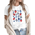 thumbnail image 1 of Women Casual Strawberry Blueberry Graphic Tees Cotton Crew Neck Printed T Shirt Tops White S-5XL, 1 of 4