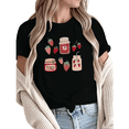 thumbnail image 1 of Women Casual Strawberry Jam Graphic Tees Cotton Crew Neck Printed T Shirt Tops Black S-5XL, 1 of 5