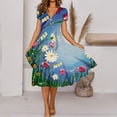 thumbnail image 1 of Women Casual Summer Fashion Printed Short Sleeve V-neck Pullover Dress, 1 of 5