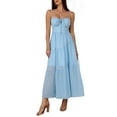 thumbnail image 1 of Women Casual Summer Maxi Sundress Spaghetti Strap Bow- Tie Flowy Boho Beach Long Dress 2025 Blue L, 1 of 7