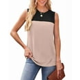 thumbnail image 1 of Women Casual Summer Round Neck Colorblock Sleeveless Tank Top Black+ XL, 1 of 6