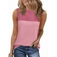 thumbnail image 1 of Tank Top for Women Casual Knitted Summer Sleeveless Tops Crewneck Spring Color Block Shirts Fashion 2025 Pink L, 1 of 6