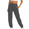 thumbnail image 1 of Women Casual Sweatpants Drawstring High Waist Jogger Ribber Splicing Lounge Sweat Pants with Pocket Dark Gray XL, 1 of 4