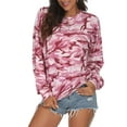 thumbnail image 1 of Women Casual Sweatshirts Fall Loose Lightweight Camouflage Long Sleeves Tops Cute Camo Crewneck Pullover pink S, 1 of 5