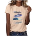 thumbnail image 1 of Women' Casual T Shirt With Crew Neck Fashionable Print Short Sleeved Top, 1 of 5