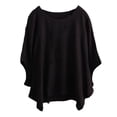 thumbnail image 1 of Women Casual T-shirt O-neck Batwing Short Sleeve Tee Shirt Loose Fit Solid Color Pullover Tops Streetwear-2XL,Black, 1 of 6
