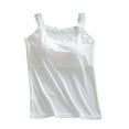 thumbnail image 1 of Women Casual Tank Tops with Build in Bras Lace Sleeveless Crew Neck Camisole Blouses Summer Basic Tank Shirts for Women Beach Fashion White M, 1 of 3