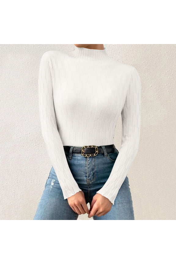 Women Casual Autumn Winter Multicolor Pattern Mid Neck Warm Long Sleeved Knitted Bottoming Thermal Underwear Shirt