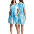thumbnail image 1 of Women Casual Tie Dye Crewneck Short Sleeve Pockets Swing T-Shirt Dress, 1 of 2