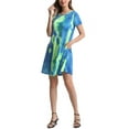 thumbnail image 1 of Women Casual Tie Dye Crewneck Short Sleeve Pockets Swing T-Shirt Dress, 1 of 2