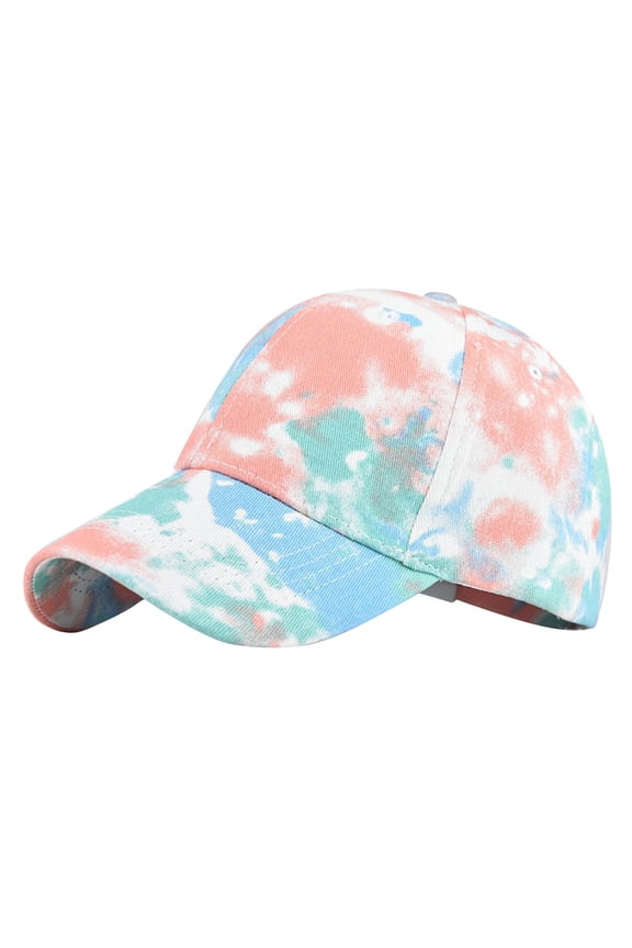 Women Casual Tie Dye Printed Colorful Baseball Cap Peaked Cap Visors