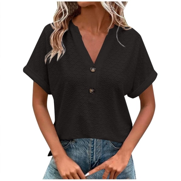 Women Casual Tops And Blouses Ladies Tops And Blouses Petite Short Sleeve Button Up Shirts for Women Cropped