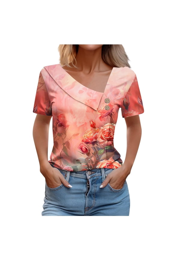 Women Casual Tops Cotton Tshirts Shirts Graphic Funny Plus Size Summer Clothes for Women 2025 Vacation Plus
