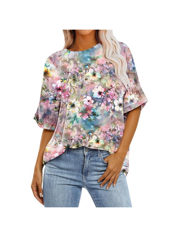 Women Casual Tops Spring Womens Loose Shirts Casual Summer Shirts for Teens Modest