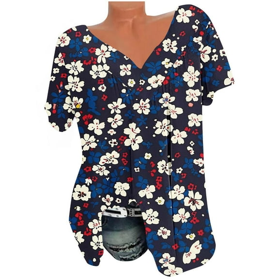 Women Casual Tops Spring Womens T Shirts Loose Fit Multi Pack Short Sleeve Tunic Tops for Women 3Xl