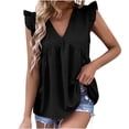 thumbnail image 1 of Women Casual Tops V Neck Black Blouses for Women Fashion 2025 Cotton T Shirts Loose Fit Workout Shirts Women Pack Workout Tank Tops for Women Loose Fit, 1 of 6