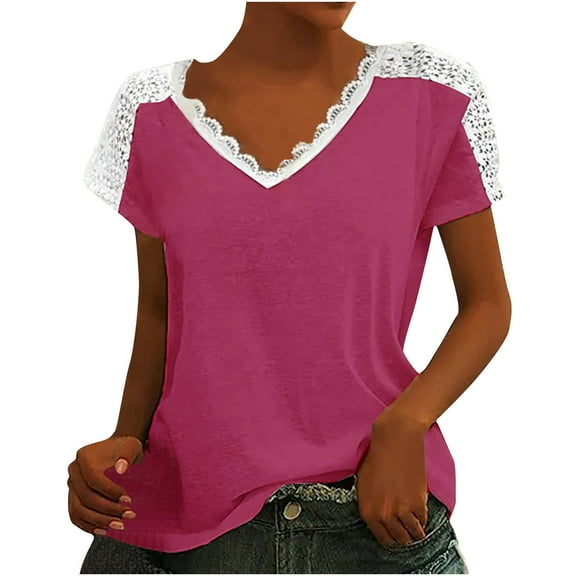 Women Casual Tops Women's Casual V-Neck Bow Short-Sleeved T-Shirt Top Womens Tops Casual