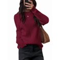 thumbnail image 1 of Women Casual Trendy Classic Pullover Sweaters Fall Outfits Wine Red S, 1 of 8