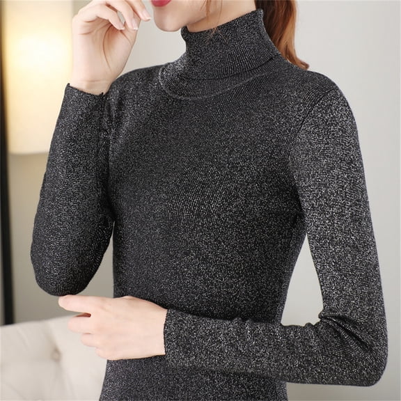 Women Casual Turtleneck Stripe Blouse Long Sleeve Knitted Sweaters Slim Tops, Versatile and Warm, Great for Layering and Daily Use,as shown,One Size