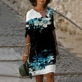 thumbnail image 1 of Women Casual V Neck Elegant Retro Printed Medium Sleeved Casual Dress Casual Dress Fall Dresses for Women Casual Summer Casual Maxi Dresses V Neck Midi Dresses for Women Two Dress Dressed for Summer, 1 of 3