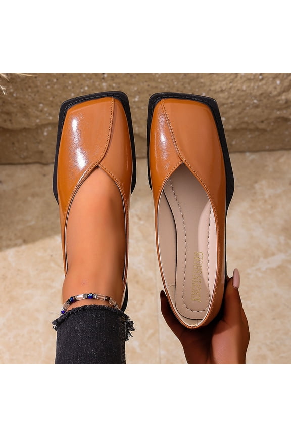 Women Casual Versatile Cool And Eye-Catching Lightweight Shallow Mouth French Mary Shoe Temperament Soft Sole Small Leather Shoes Classic Clog