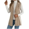 thumbnail image 1 of Women Casual Vest Lapel V Neck Waistcoat Mid Length Jacket Tunic Outwear 2025 Fashion Coat Fall Winter Outfits Elegant Dressy Shirts Tops Fashion Sleeveless Cardigan Business Jackets, 1 of 8