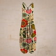 thumbnail image 1 of Women Casual Vintage Print Backless V-Neck Sleeveless Playsuit Jumpsuit, 1 of 4