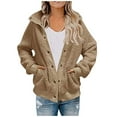 thumbnail image 1 of Women Casual Warm Coat Faux Shearling Fluffy Cardigans Jacket Winter Long Sleeve Jackets Loose Boyfriend Style Outwear, 1 of 5